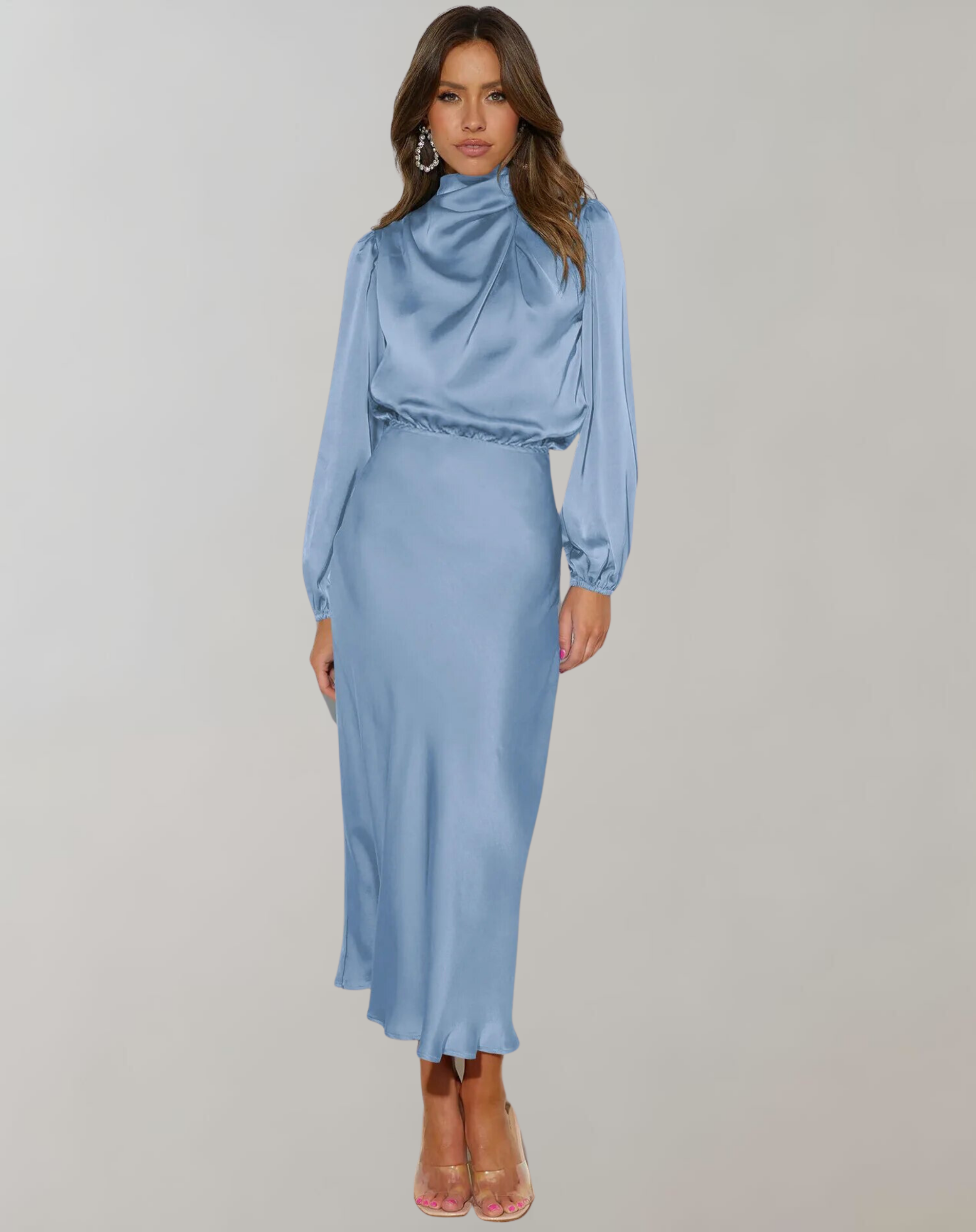 Hayden Hazel | Long-Sleeved Satin Dress