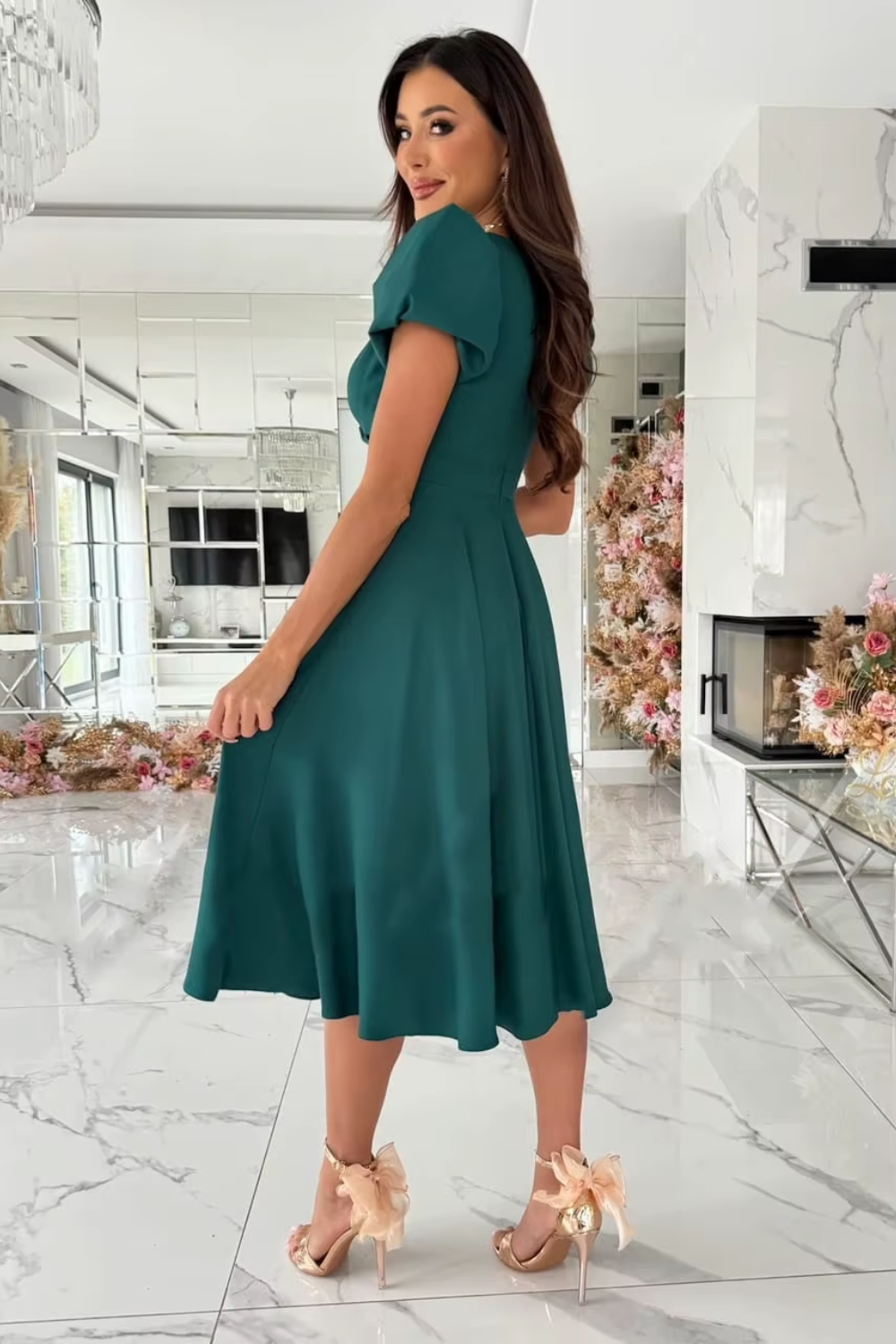 Hayden Anika - Elegant V-Neck Midi Dress