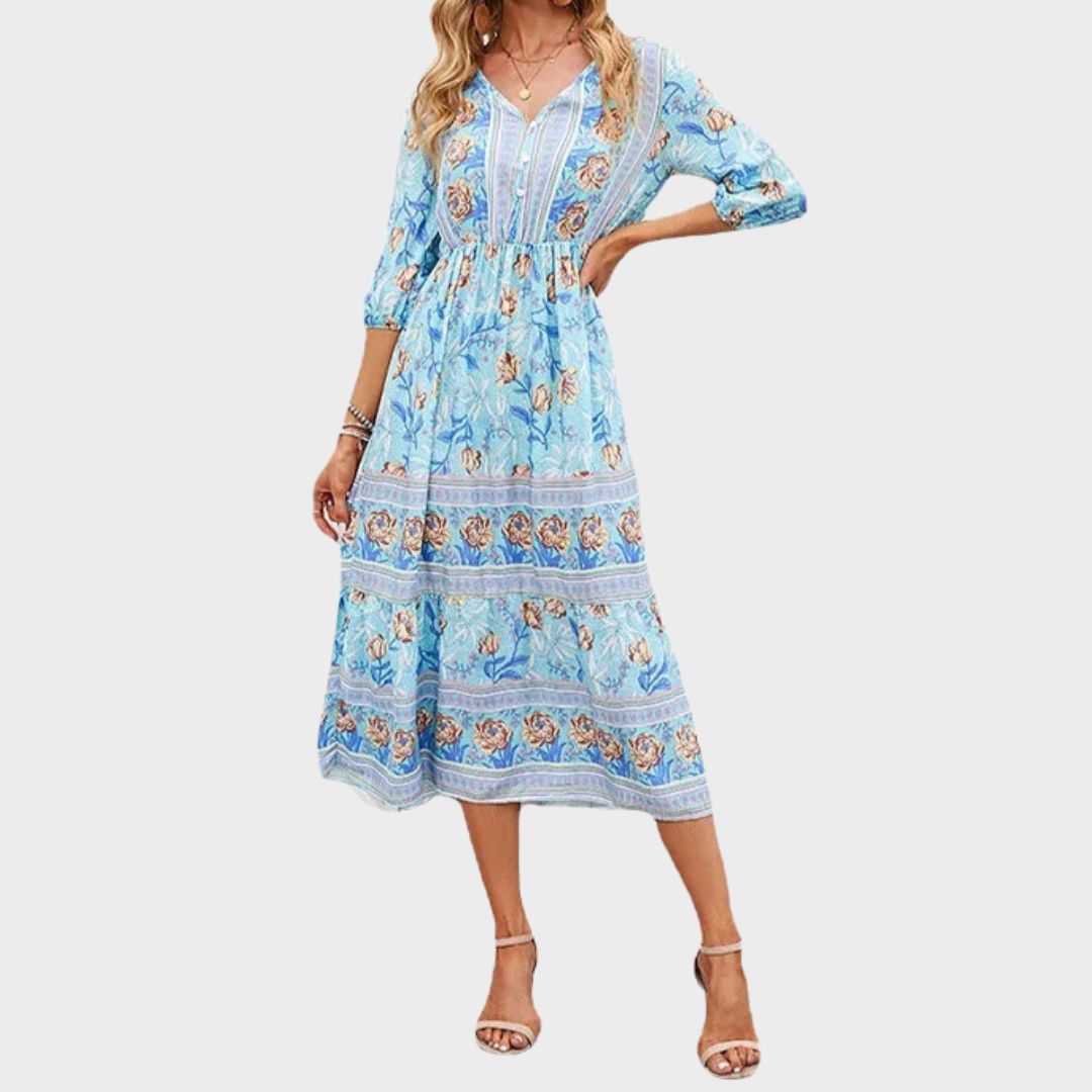 Hayden Darcie | Flowing petal midi dress with elegant tummy coverage