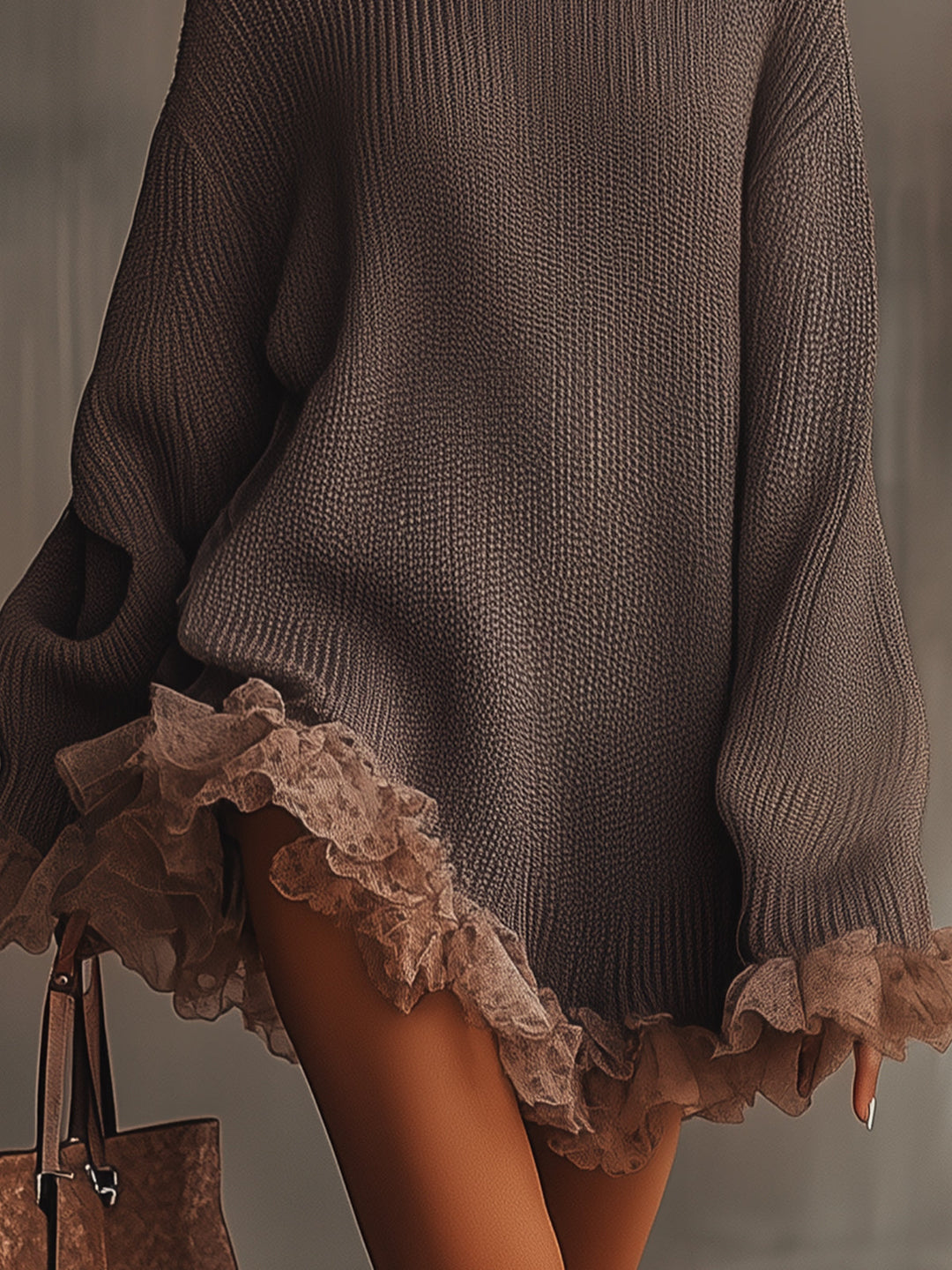 Cozy Ruffle Knit Sweater Dress – Soft & Warm