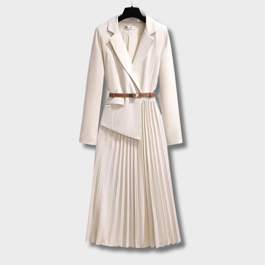 Hayden Rosy - Pleated Belted Blazer Dress