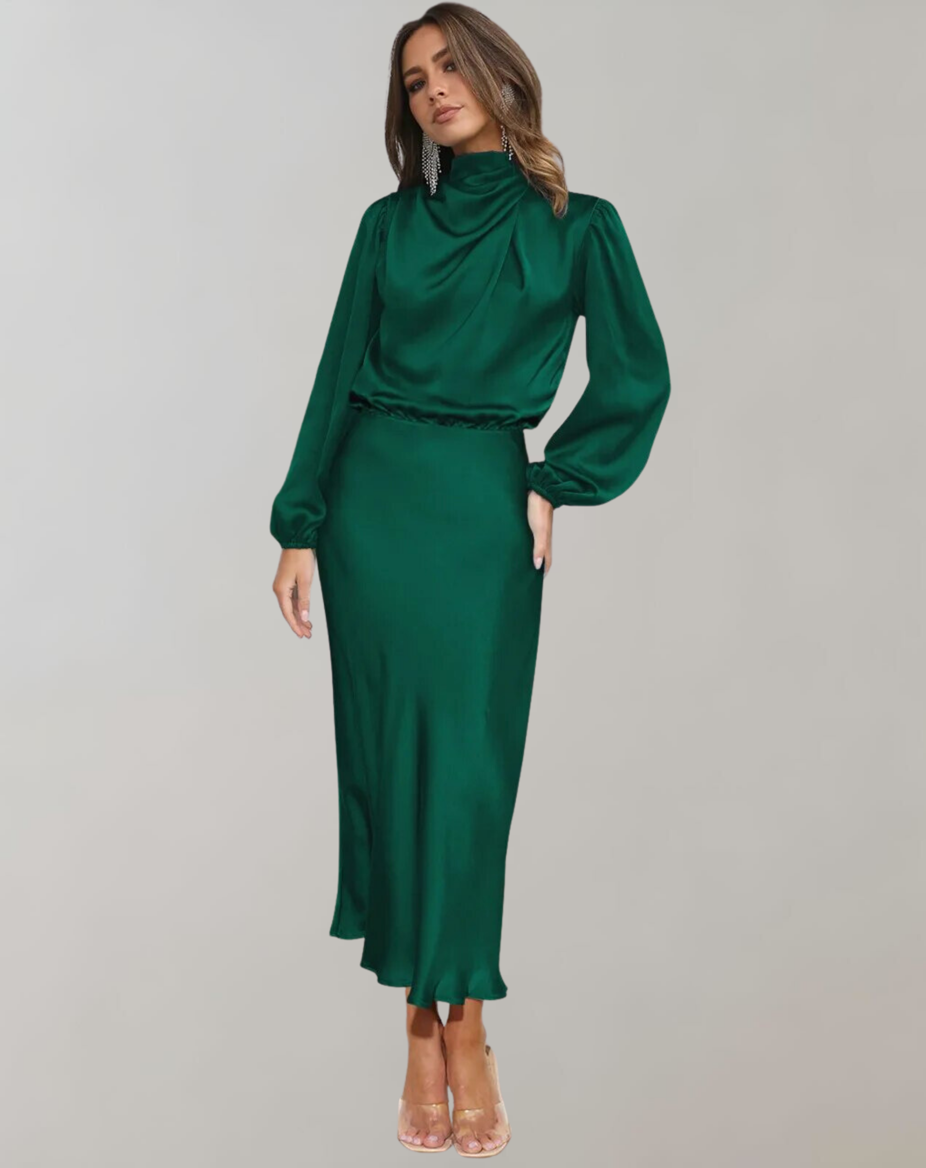 Hayden Hazel | Long-Sleeved Satin Dress