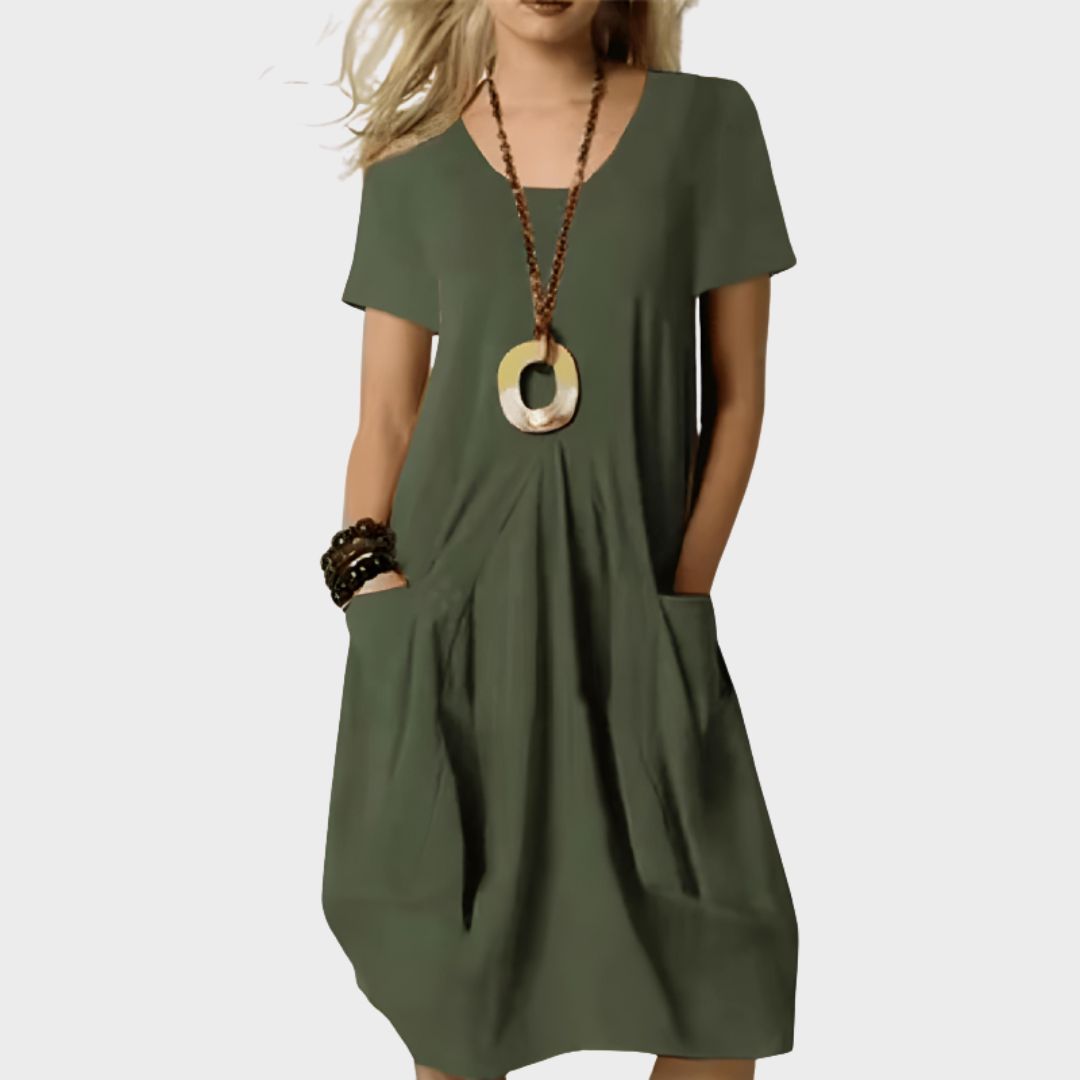 Hayden Willow | Elegant Cotton Dress With Belly Cover
